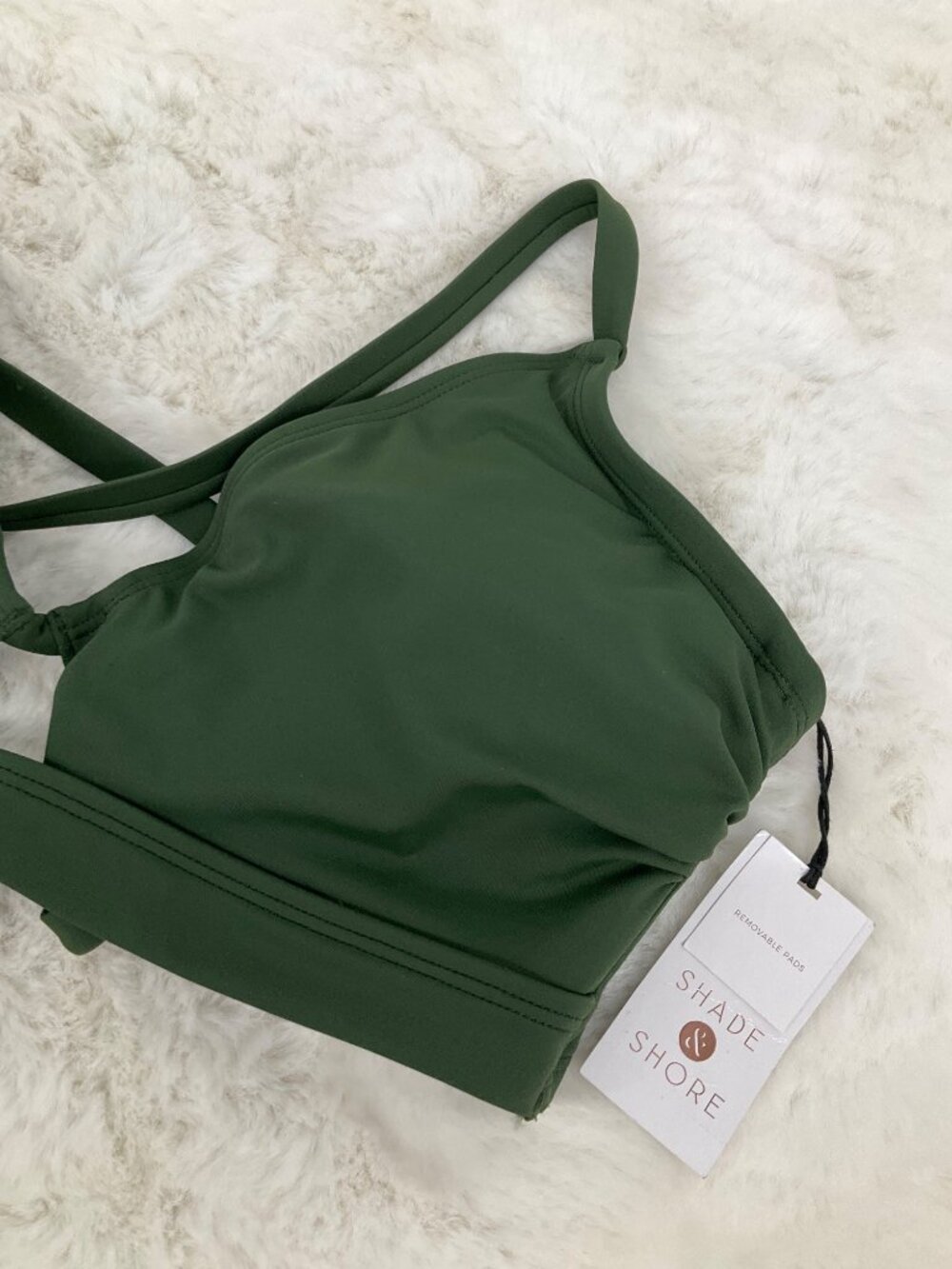 Shade & Shore 38D Longline Underwire Bikini Top, Dark Green NEW - Picture 5 of 8